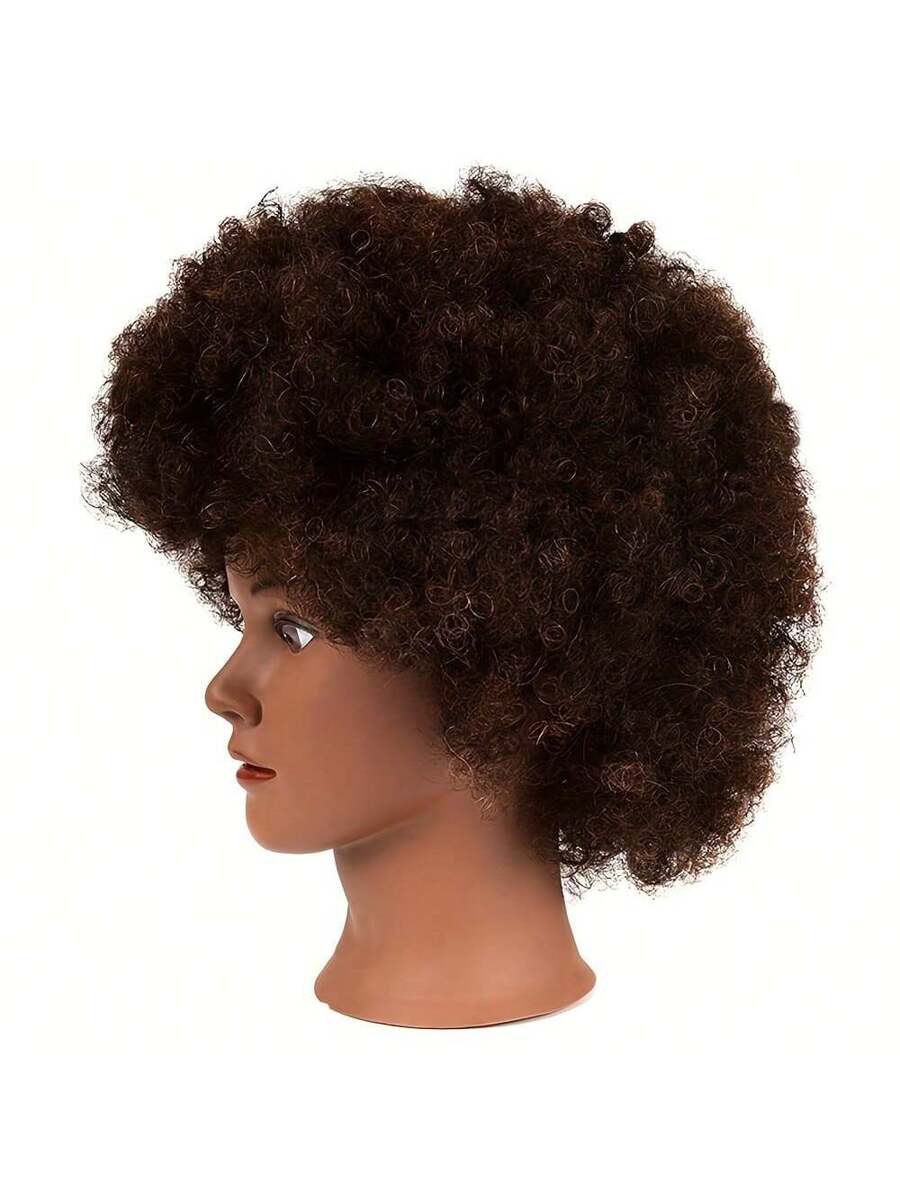 Mannequin Head With 100% Human Hair Curly Hair Training Head Manikin Head Cosmetology Doll Head For Hairdresser Girls Practice Styling Braiding With Clamp Stand