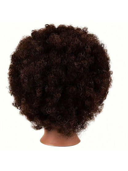 Mannequin Head With 100% Human Hair Curly Hair Training Head Manikin Head Cosmetology Doll Head For Hairdresser Girls Practice Styling Braiding With Clamp Stand