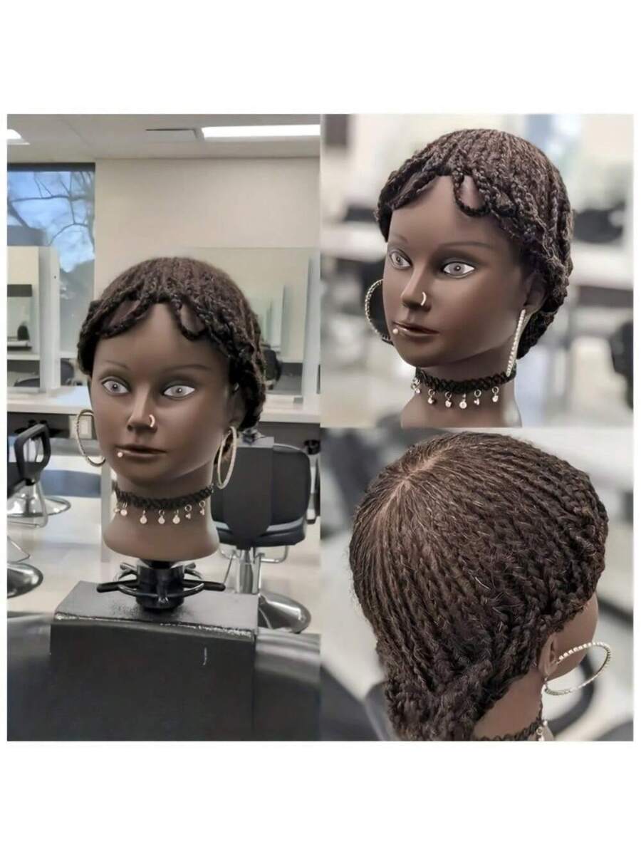 Mannequin Head With 100% Human Hair Curly Hair Training Head Manikin Head Cosmetology Doll Head For Hairdresser Girls Practice Styling Braiding With Clamp Stand