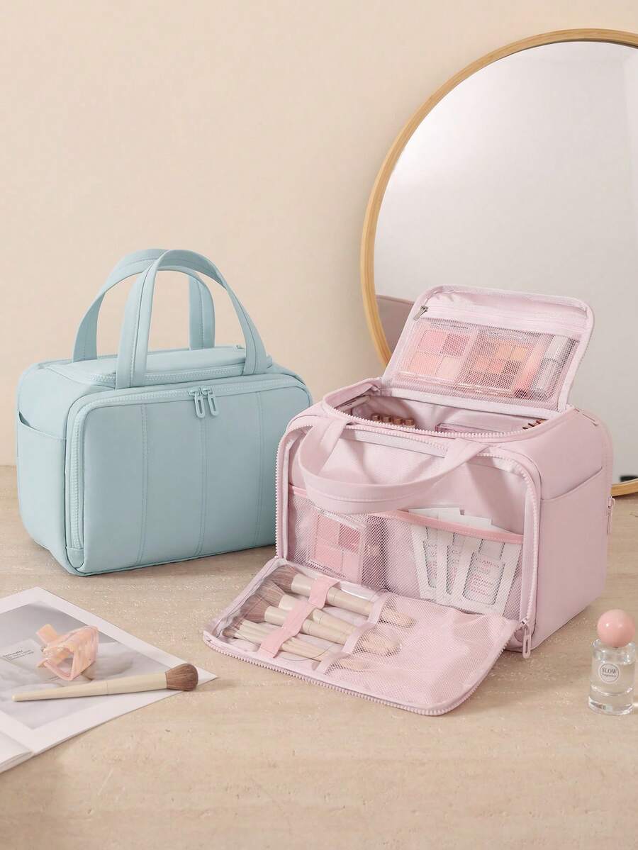 Multi-Pocket Large Capacity Fluffy Makeup Bag Multifunctional Women's, Make Up Bag, Travel Bag, Portable, Lightweight, Durable, Stylish, For Home, Aesthetic