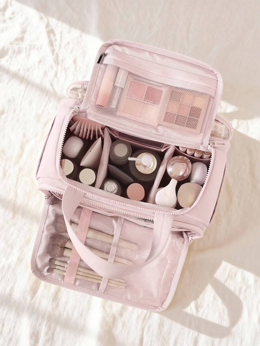 Multi-Pocket Large Capacity Fluffy Makeup Bag Multifunctional Women's, Make Up Bag, Travel Bag, Portable, Lightweight, Durable, Stylish, For Home, Aesthetic