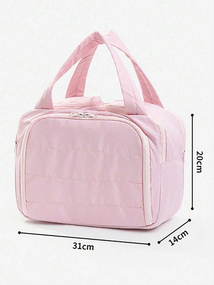 Dual Wide Opening Large Capacity Fluffy Makeup Bag Travel Bag Portable Lightweight Stylish For Home For Outdoor Daily Use Summer Holiday, Wash Bag